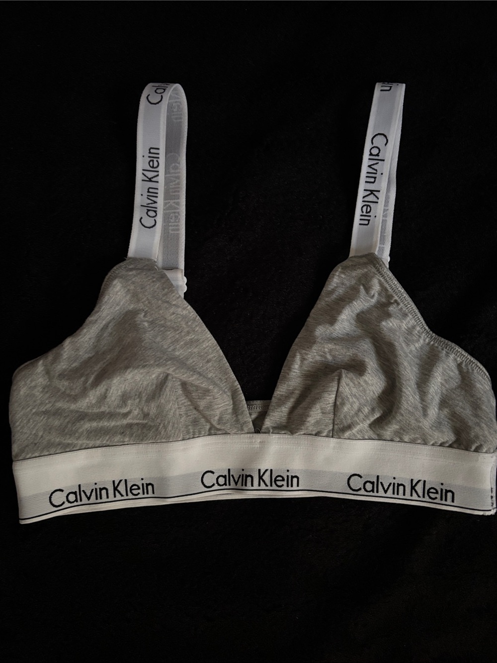 Calvin Klein Light Gray Cotton Bralette with White Logo Band